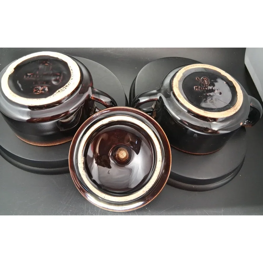 Vintage Pfaltzgraff Gourmet Brown Drip‎ Glaze Creamer, Sugar Set w/ Lid, #24,#23
